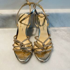 Jessica Simpson Embellished Strappy Open Toe Joziene Sandals Gold Size 6.5/37